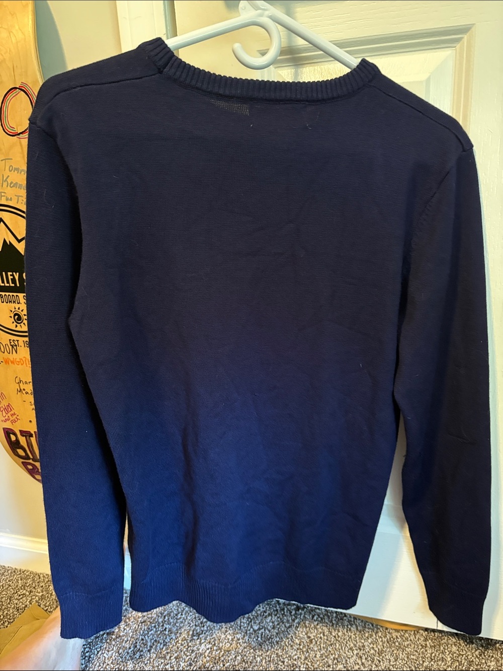 Men's Navy Crewneck Sweater - Classic Solid Knit - Picture 3 of 4
